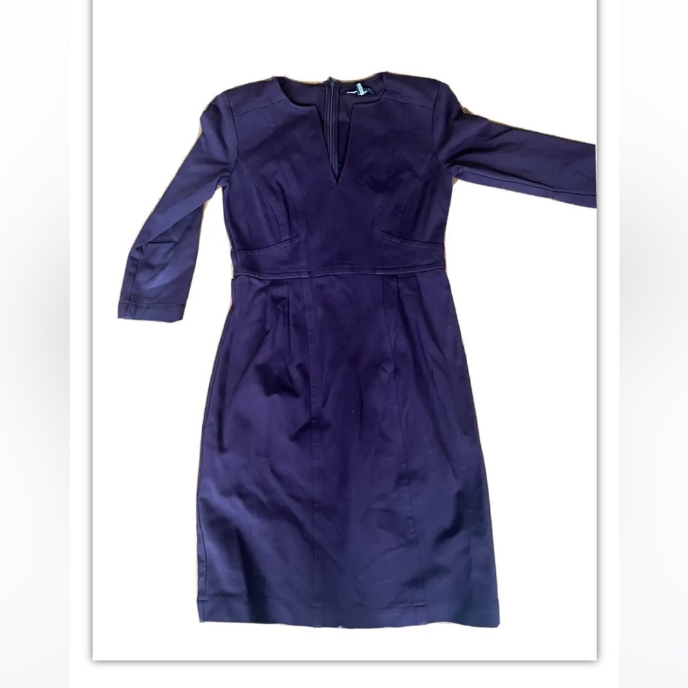 nanette lepore Knee Length Eggplant 3/4 Length Sleeve Pencil V Neck dress size 2